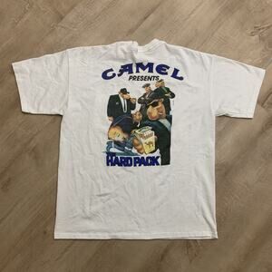 Vintage 90s Joe Camel Cigarettes T-Shirt Mens XL White The Hard Pack Pocket Tee